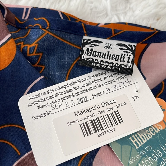 NWT Manuhealii Makapuʻu Dress Hibiscus Salted Caramel OS - Picture 11 of 11